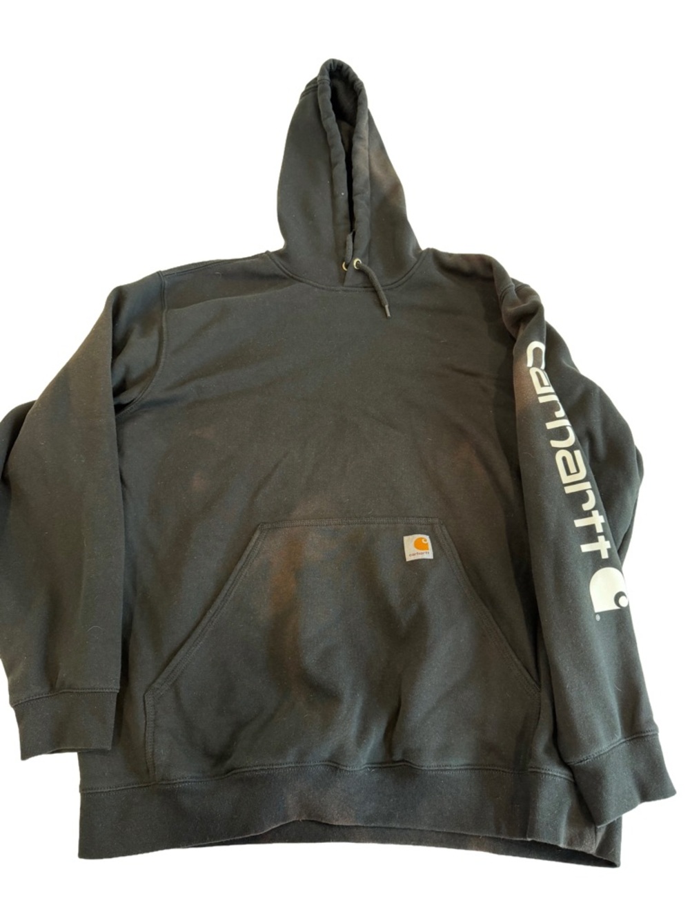 Carhartt Black Men's Pullover Hoodie with Sleeve Logo